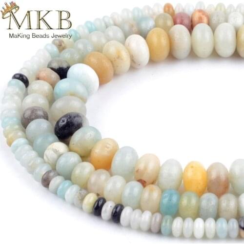 Free Shipping 2x4x6x8mm Natural Stone Beads Round Amazonite Rondelle Spacer Beads For Jewelry Making Handmade Bracelet 15"Strand