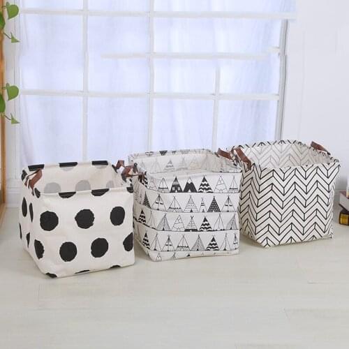Square Folding Laundry Basket For Kids Toy Storage Basket Cotton and Linen Organizer Waterproof Storage Box Clothes Storage Bag