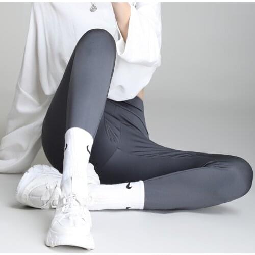 Plus Size High Waist Shark Pants Solid Black Stretch Leggings Sports Women Yoga Pencil Pant Slim Spring Summer Bottoms 8101