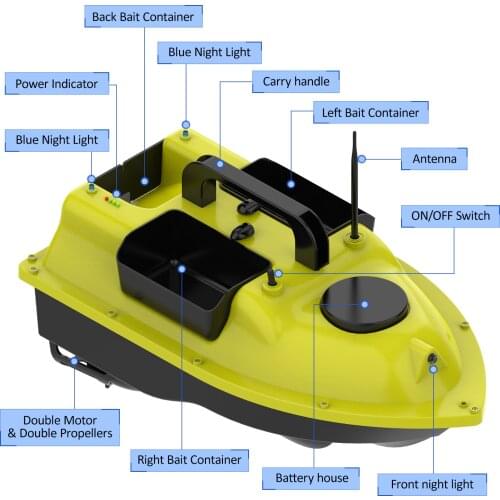 GPS Fishing Bait Boat with 3 Bait Containers Automatic Bait Boat with 400-500M Remote Range