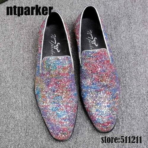Ntparker brand luxury loafers men shoes Fashion Rhinestone Superstar dress elegant prom shoes for men wedding zapatillas hombre