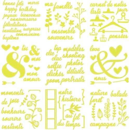 2021 New French and English Words Metal Cutting Dies For DIY Making Happy Birthday Greeting Card Album Scrapbooking No Stamp Set