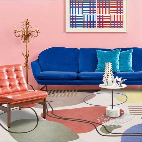 Fashion modern Nordic abstract Morandi geometric color block living room bedroom bedside carpet floor mat customization