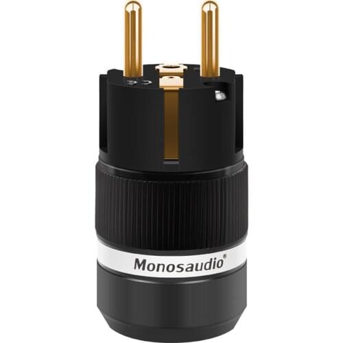Monosaudio 99.999% Pure Copper Gold Plated EU Schuko Power Plug for DIY Hifi Electrical Power Cable