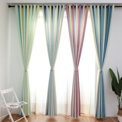 Washable Window Drapes Tear-Resistant Indoor Curtain Detachable Gradient Semi Shading Bright Color Curtain for Living Room