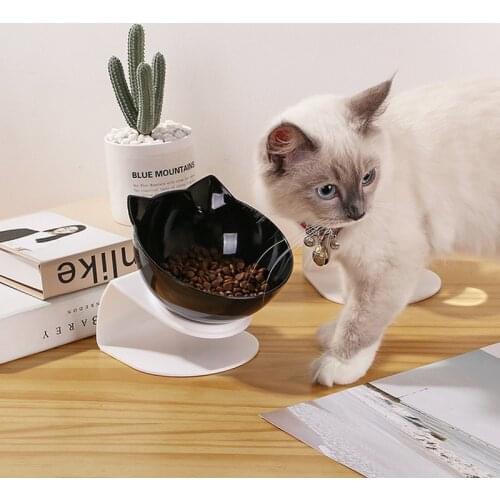 Non-Slip Cat Bowl Cat Ears Transparent Anti Skid with Raised Stand Pet Food and Water Bowl Perfect for Pet Supply