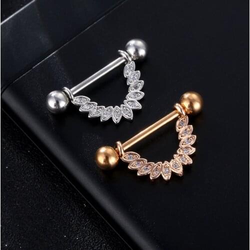 1 Pair 14G Sexy Nipple Jewelry High Quality Zircon Nipple Rings Barbell Nipple Ring Piercing Helix Piercing Body Jewelry Oreja