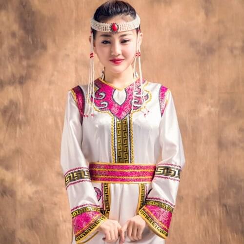 Adult minority costumes dress Retro Mongolian clothing Female wear Inner Mongolia Folk dance costumes Mongolian gown Robe Dress