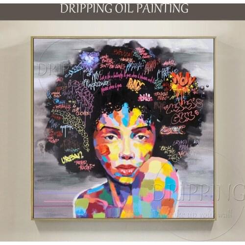 Pop Fine Art Street Style American Black Woman Figure Painting Hand-painted High Quality Modern Nude Lady Portrait Oil Painting