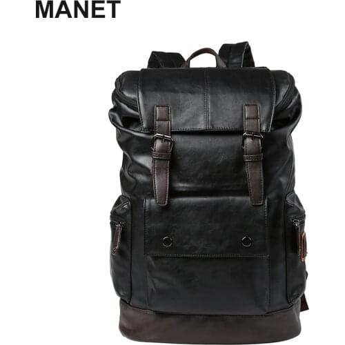 2021 Leisure Backpack for Male 15 Inch Large Capacity Men Bag Leather PU Multifunctional Bags for Man School Laptop Travel Bag
