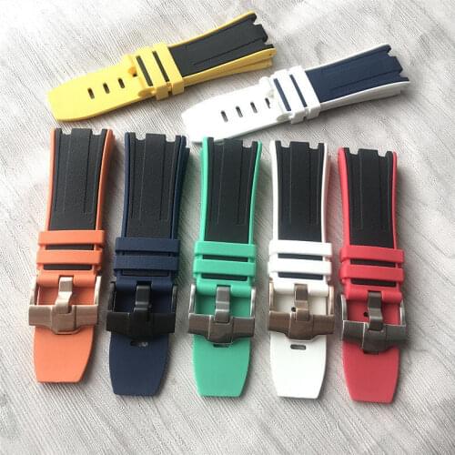 28mm watch band Two Tone Rubber Silicone Waterproof stainless pin buckle for AP strap Bracelet For Audemars And Piguet