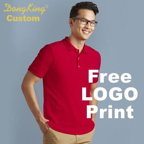 DongKing Custom Double Pique Shirt Adult Cotton Classic Fit Polo Shirt Contoured Welt Collar Print Logo Solid Shirts Team Gift