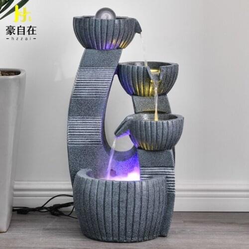 Contracted modern Four layers geomantic Fountain landscape flow of water Creative design home decoration accessories gift