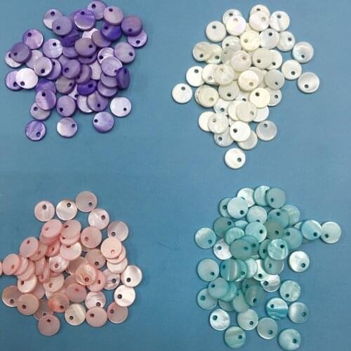 SEA MEW 100 PCS DIY Accessories 6mm 8mm 10mm Natural Shell Pendant Connectors Charm For Jewelry Making