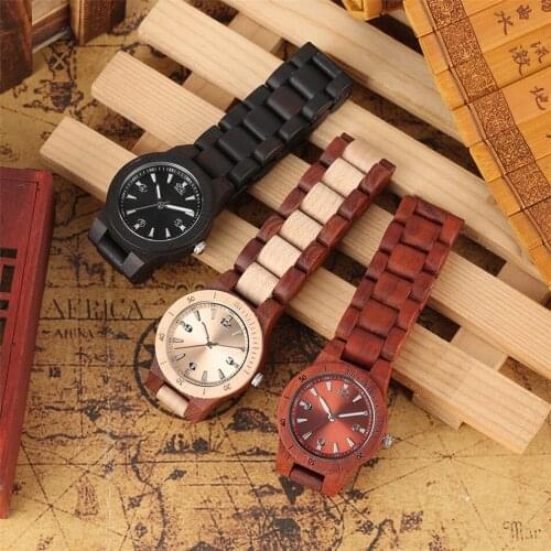 Vintage Fashion Ladies Watches Natural Full Wooden Bracelet Womens Watch Hook Buckle Female Wood Wristwatch Quartz Movement