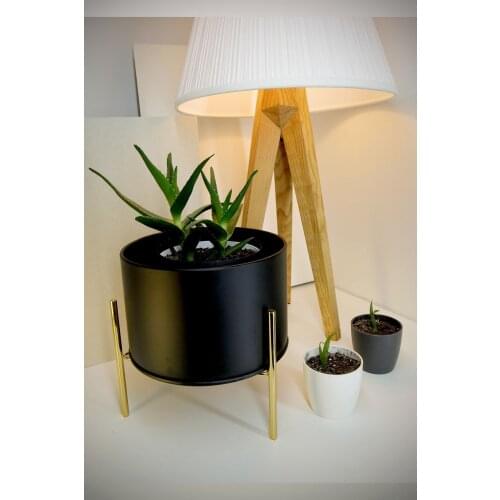 Vip House Modern Black Decorative Flower Pot Vase with Metal Leg