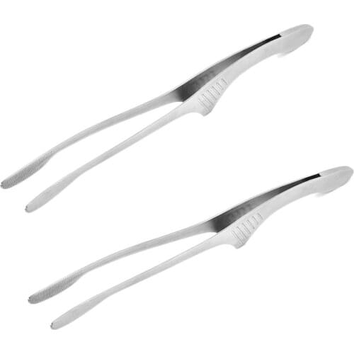 High Quality Kitchen Tweezer BBQ Food Tweezer Clip Mini Chief Tongs Stainless Steel Portable For Picnic Barbecue Cooking 26.5CM
