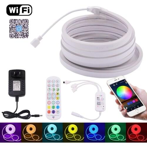 WIFI Bluetooth Control RGB Neon Strip DC 12V Waterproof SMD 3535 96 LEDs/m Size 6x12mm Flexible Tape Ribbon LED Strip