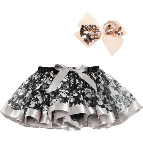 Halloween Tutu Skirt Pumpkins Skull Printed Make Funny Puffy Skirts For Girls Bowknot Dance Rainbow Skirt Girl Tutu Dot