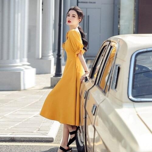 Summer Women New Lotus leaf Sleeve Dress Solid Party Dress Elegant Female Temperament Short sleeve Dress sexy dress women