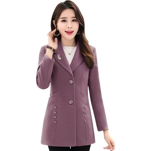 2020 Spring autumn New Faux Wool coat women Korean Plus size Slim Single-breasted Woolen coat Fashion Elegant ladies coats 3XL