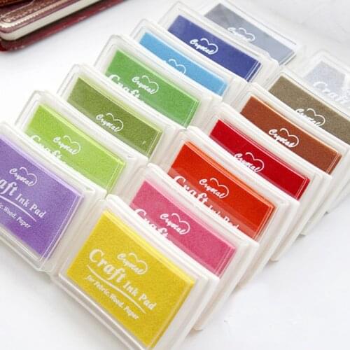 15pc Colored Inkpad Rubber Stamp Pad Fabric Wood Paper Carving Artist Crystal Craft Ink Pad Home School Office Supply Stationery