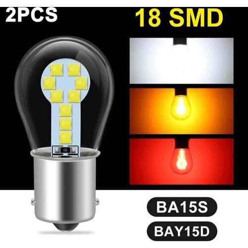 2Pcs Led Bulbs 1156 BA15S 1157 BAY15D 15 W Car LED Brake Reverse Light Front Turn Signal Lamp 220 LM 3030 SMD 12V Taillights