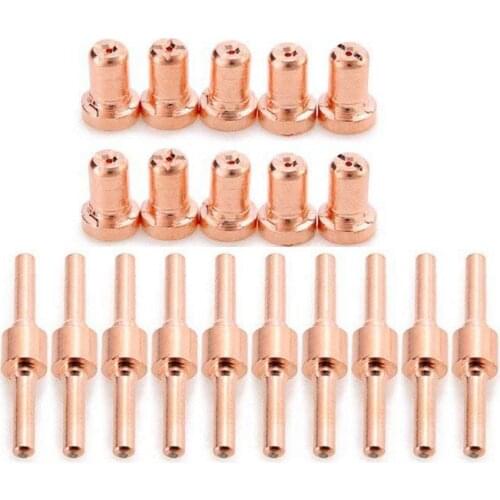20pcs Red Copper Extended Long Plasma Cutter Tip Electrodes&Nozzles Kit Mayitr Consumable For PT31 LG40 40A Cutting