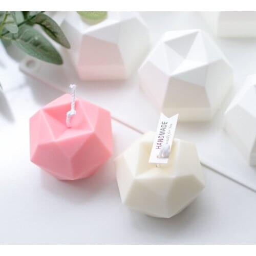 3D Rhombus Ball Candle Mold Magic Ball Cube Geometric Shape Chocolate Mousse Baking Silicone Mold Candle Making Kit Fondant Mold