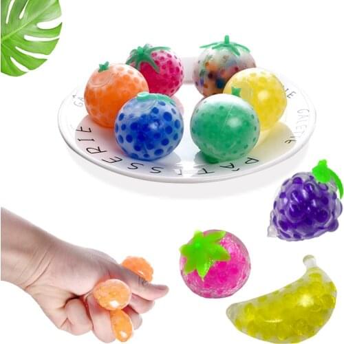 4CM Kawaii Fidget Toys Rainbow Stress Ball Anti Stress Squash Globbles Decompression Toy For Kid Adul Outdoor Sport Grape Ball