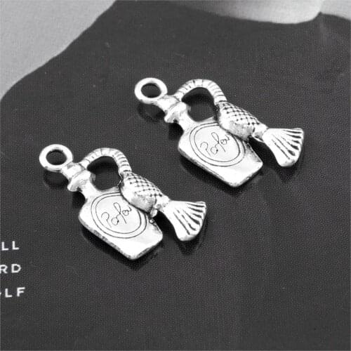 50Pcs Silver Color Exquisite Bottle Charms Glass Pendant Decoration Making Necklaces Supplies Jewelry Wholesales 8X17mm A3152