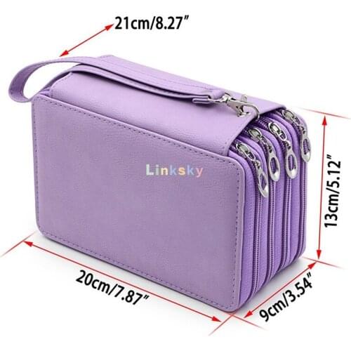 75 Slots Pencil Case PU Leather Handy Pencil Wrap with Zipper, Large Capacity Pen Bag for Prismacolor Premier Colored Pencils