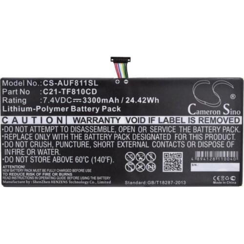 Cameron Sino 3300mAh battery for ASUS VivoTab TF810CD 0B200-00090000 0B200-00100100 C21-TF810CD Tablet Battery