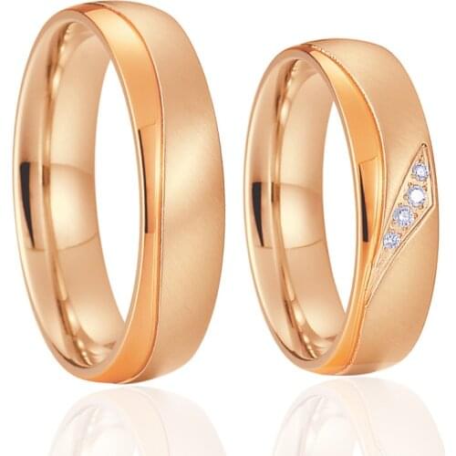 Alliance Mens and Ladies Wedding Rings set for Men and women love Rose Gold Filled Promise marriage Couple Ring