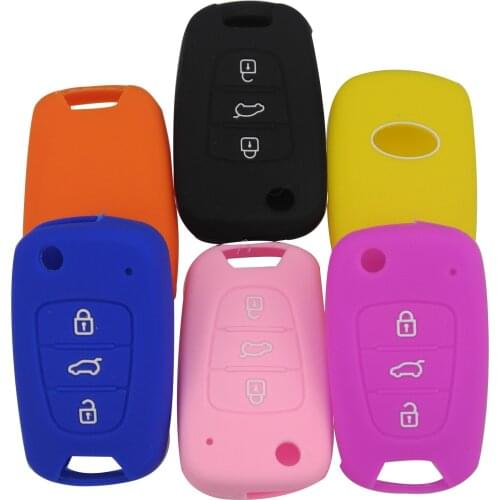 Bilchave 3 Button For Kia Rio Sportage Soul Ceed For HYUNDAI i30 Verna Veloster i35 Fob Flip Silicone Remote Car Key Case Cover