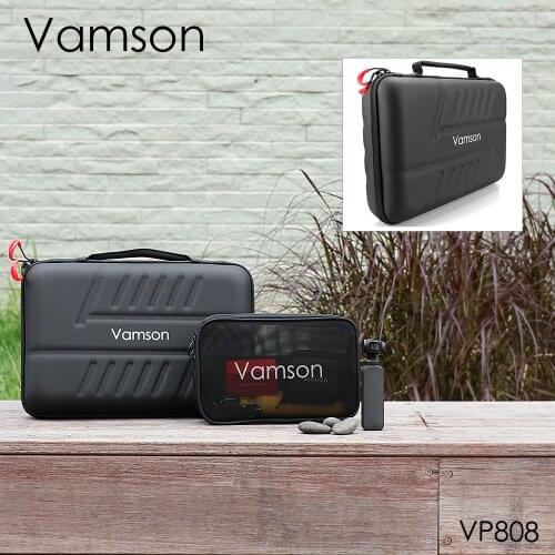 Vamson Large Waterproof Carrying Case PU DJI OSMO Action Camera for Gopro Hero 8 Black 7 6 5 for AKASO/YI Hard Shell VP808