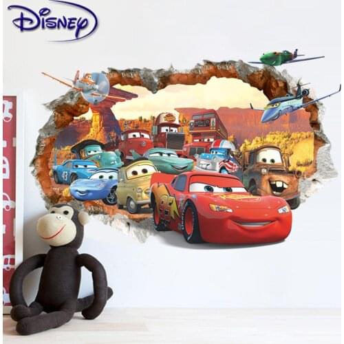 Disney Pixar Cars Lightning McQueen Sticker Mater PVC Waterproof Self-adhesive Bedroom Decoration Birthday Gift Toy For Kid