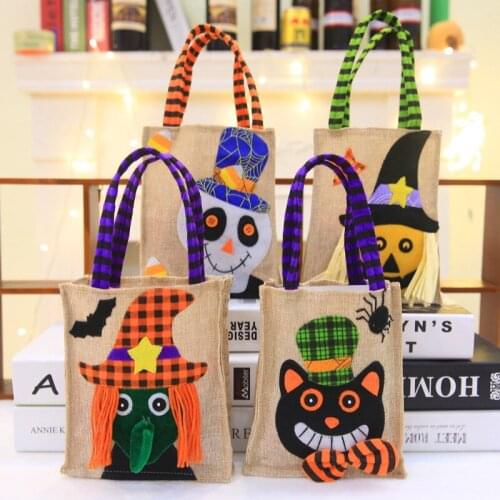 Halloween Tote Pumpkin Bags Halloween Candy Bag Children Costume Party Tote Kid Party Present Handbag Halloween Candy Buckets