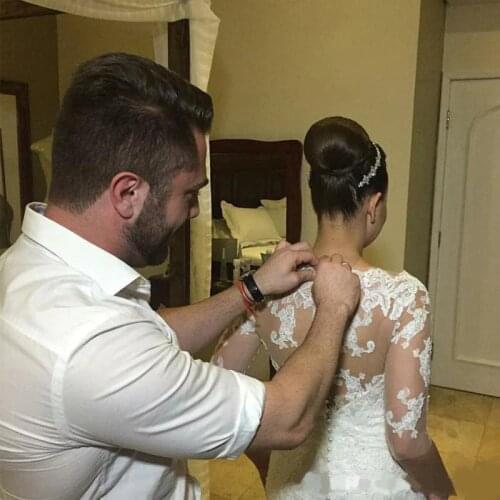 Full Lace Half Long Sleeves Mermaid Wedding Dresses 2020 with Appliques Beteau Neck Court Train Saudi Arabic Bridal Dresses