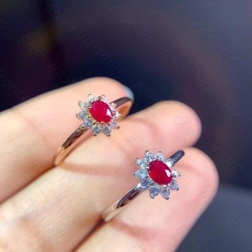 Best selling style natural pigeon blood ruby ring 925 silver womens ring simple and elegant