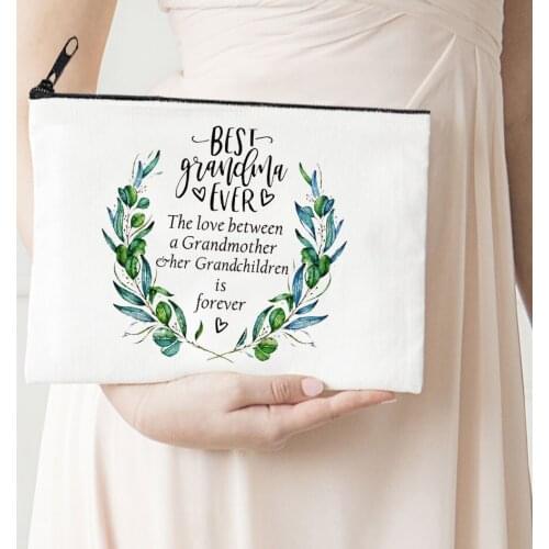 Best Grandma Ever Cosmetic Makeup Bag Teacher Life Pencil Bags Purses Canvas Zipper Pouch I'm A Teacher Storage Organizer