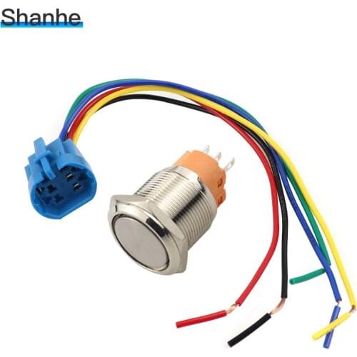 22mm 4A 250VAC Metal Push Button Switch 3pin Flat Head Waterproof Car Auto Eng NO LED Latching self-Locking Momentary self-Reset