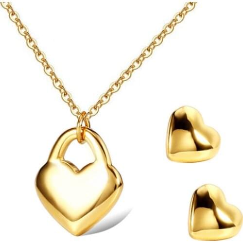 MK001 Love Heart Honey Necklace Pendant Earrings Jewlery Sets for Women Gift Fahion