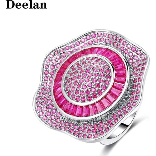 Deelan Fashion Wedding Engagement free shipping Flower Shape Big Zircon Stone Rings for Women Jewelry