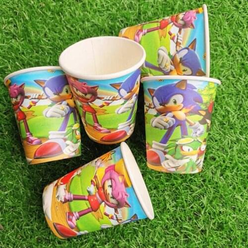 Cartoon Sonic Party Supplies Boys Birthday Party Disposable Tableware Set Paper Plate Cup Napkins Baby Shower Decorations