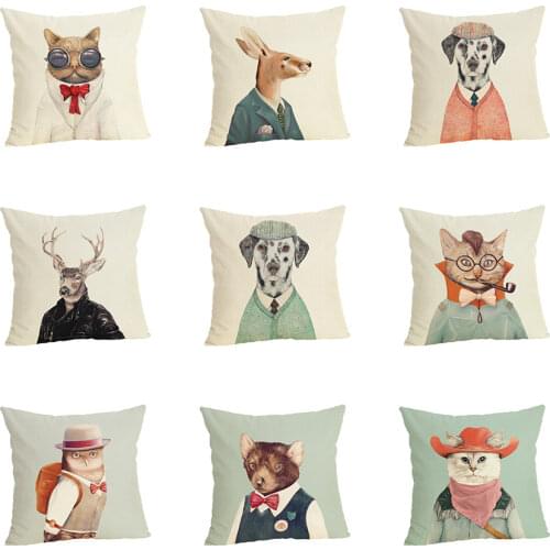 Polar Animal Face Tower Pillow Cover Home Decoration Living Room Sofa Office Seat Cushion Cover 45x45cm Linen Pillowcase