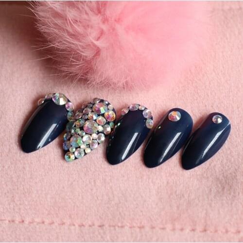 2020 latest fake nails fine high heel 24 pieces design filled with crystal diamond Cymbidium W94