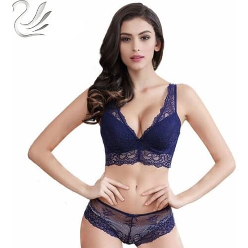 2018 New Vanlo Brand Women Fashion Lingerie Noble deep V sexy lingerie gather lace beauty women bra sets