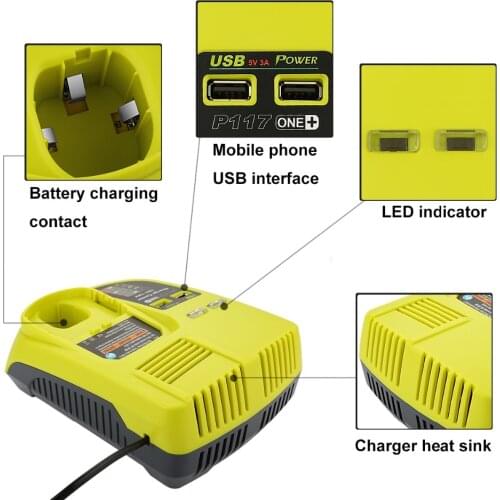 P117 battery Charger for RYOBI 12-18V Ni-CD Ni-MH Li-ion P107 P108 for Ryobi one+ high quality fast charging 3A