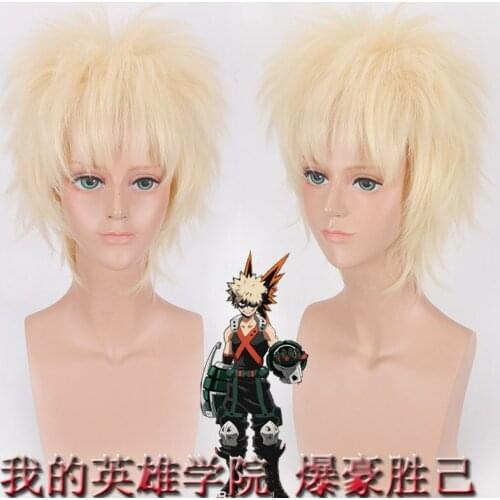 Anime My Hero Academia Bakugou Katsuki Bakugo cosplay wig 35cm Short beige Blonde hair men Boku no Hero Academia Cosplay Wigs